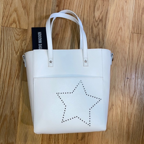 Steve Madden B Theory White Philosophy Tote Silver Spacious Casual Dressy Beach - Picture 2 of 12